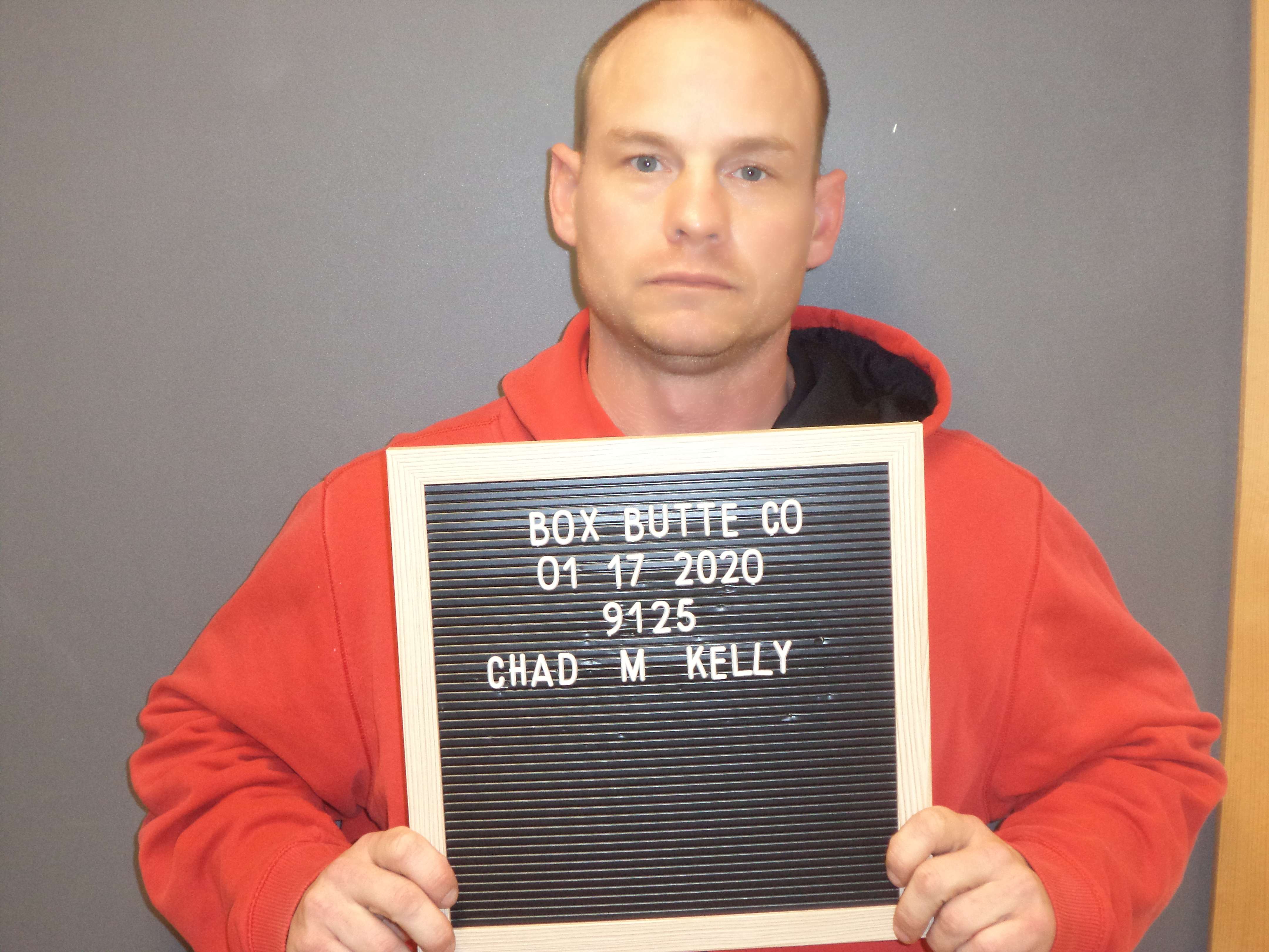 -Chad Kelley, Class 4 Felony, Possess controlled substance, Class 2 Misdemeanor, No proof of insurance, Infraction, Speeding