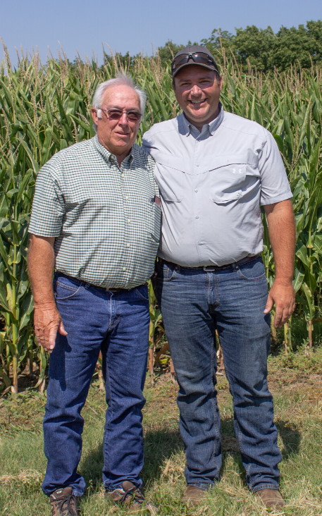 Tim and Gerald Franklin, father and son farmers in Sherman County, were not only the first family in Kansas to enroll in a Water Conservation Area, but they were also one of the first farms to be involved with the Water Technology Farm at Northwest Kansas Technical College in Goodland. (Photo courtesy Kansas Corn)