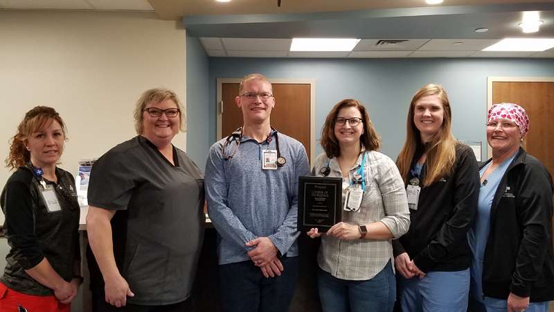 <b>CCMC Wound Care Team, from left: Amber Henke, RN; Shari Johnson, RN; Dr. Worthen; Pam Brabec, NP; Allie Brabb, RN; and Lori Porter, RN. Unavailable - Jordan Langvardt, RN.</b> Photo courtesy CCMC
