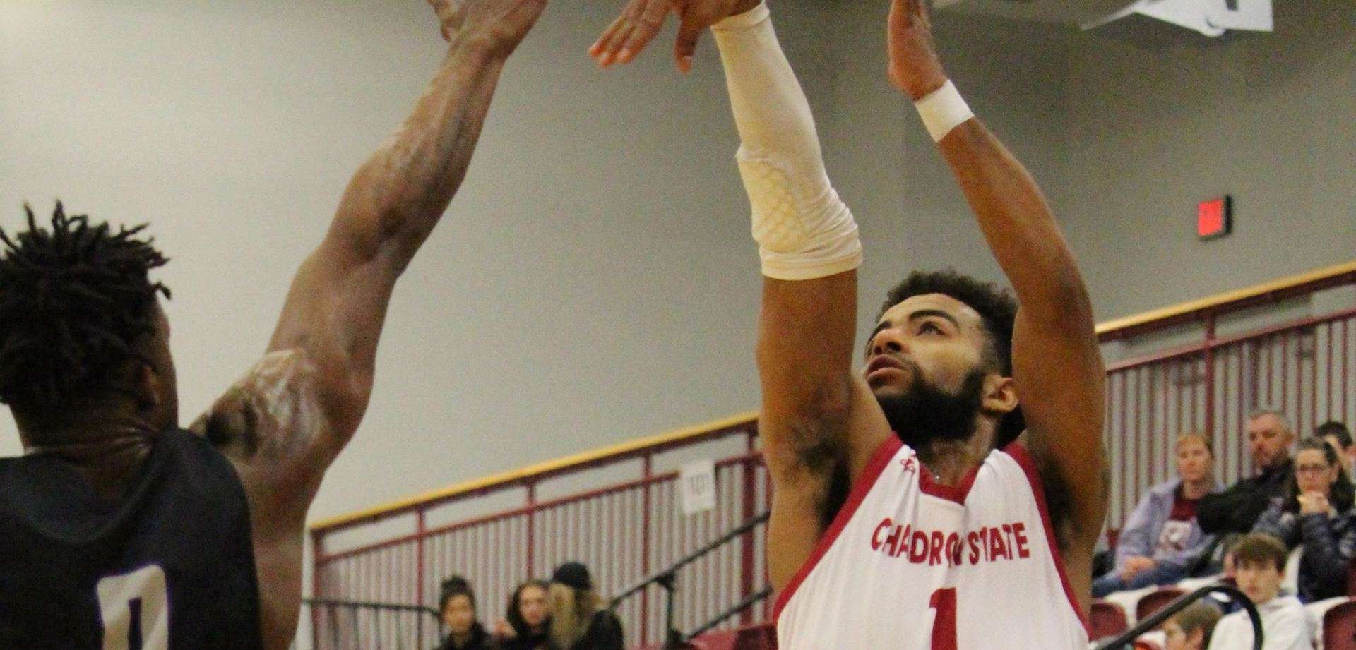 CSC senior Michael Sparks finished with a flurry of points but the Eagles couldn't make it all the way back against New Mexico Highlands Saturday.