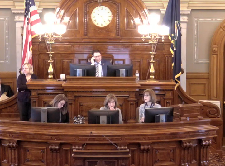Kansas House Speaker Ron Ryckman Jr., (R-Olathe) worked the phones during a vote on a proposed amendment to the state constitution on abortion Feb. 7. Ryckman was trying to round up the final votes needed to pass a proposed amendment, which overturn a Kansas Supreme Court decision declaring access to abortion a "fundamental" right under the state's Bill of Rights.