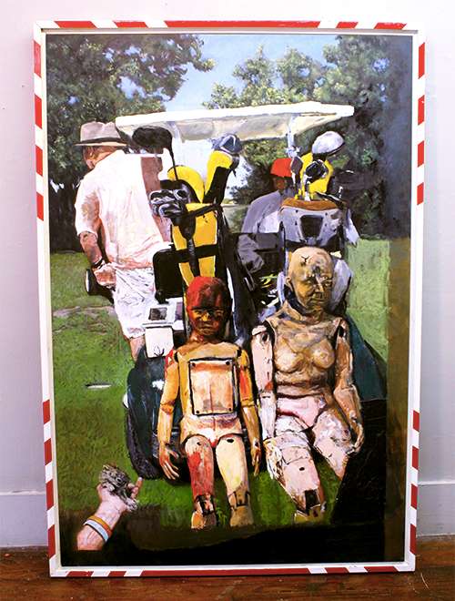 Sinkhole Blues by Matthew Miller. Miller said he began incorporating crash test dummies in his work after being in a series of car accidents.