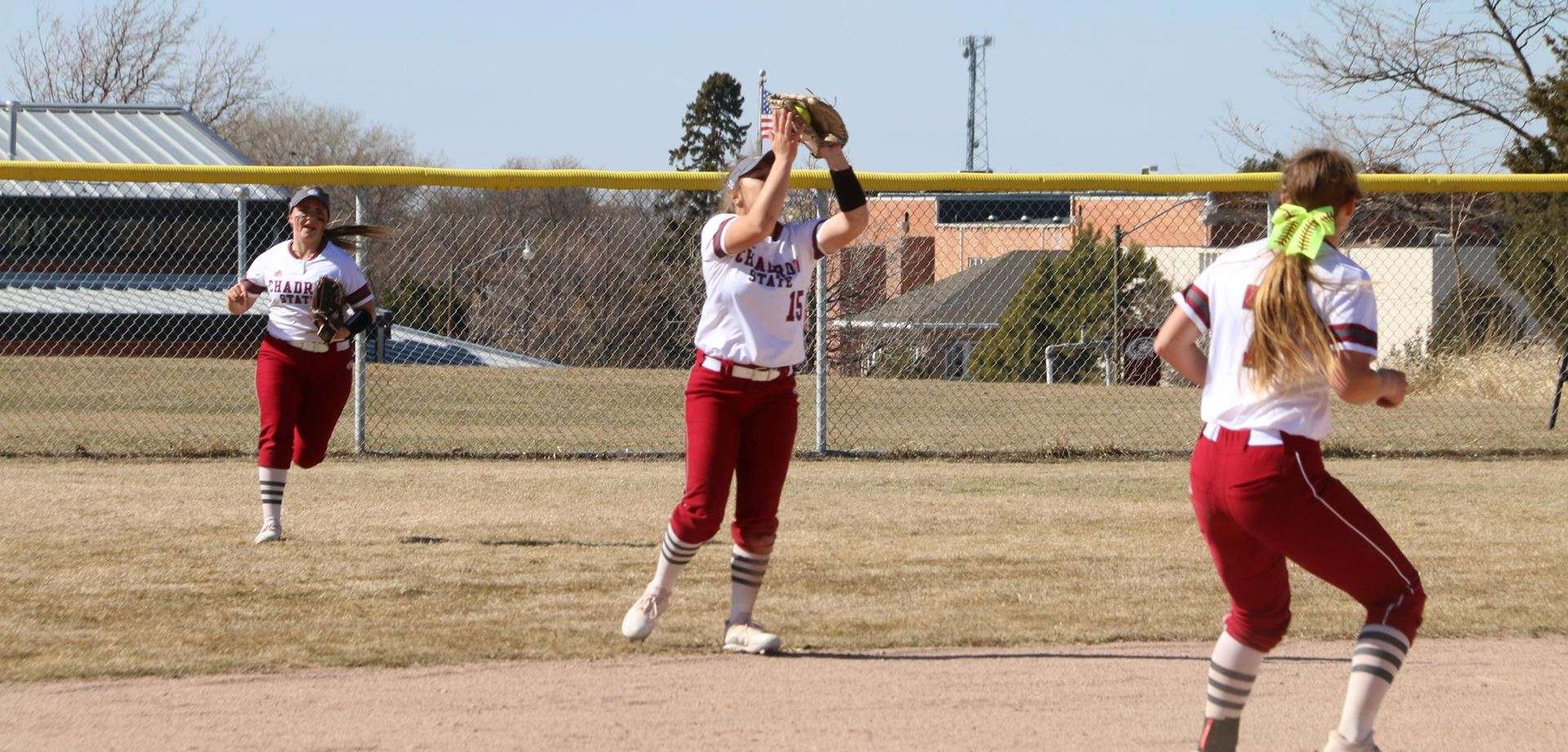 Freshman second baseman Addison Spears makes a catch.&nbsp; Spears had a huge Sunday both with the bat and in the field making stellar outs to preserve the series for CSC.