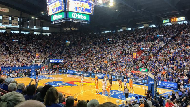  The Kansas Jayhawks men's basketball team is currently ranked No. 1 in the nation. The school's athletics director says that if other schools have laws about endorsement deals and Kansas does not, KU would be "at a disadvantage." Erica Hunzinger / Kansas News Service