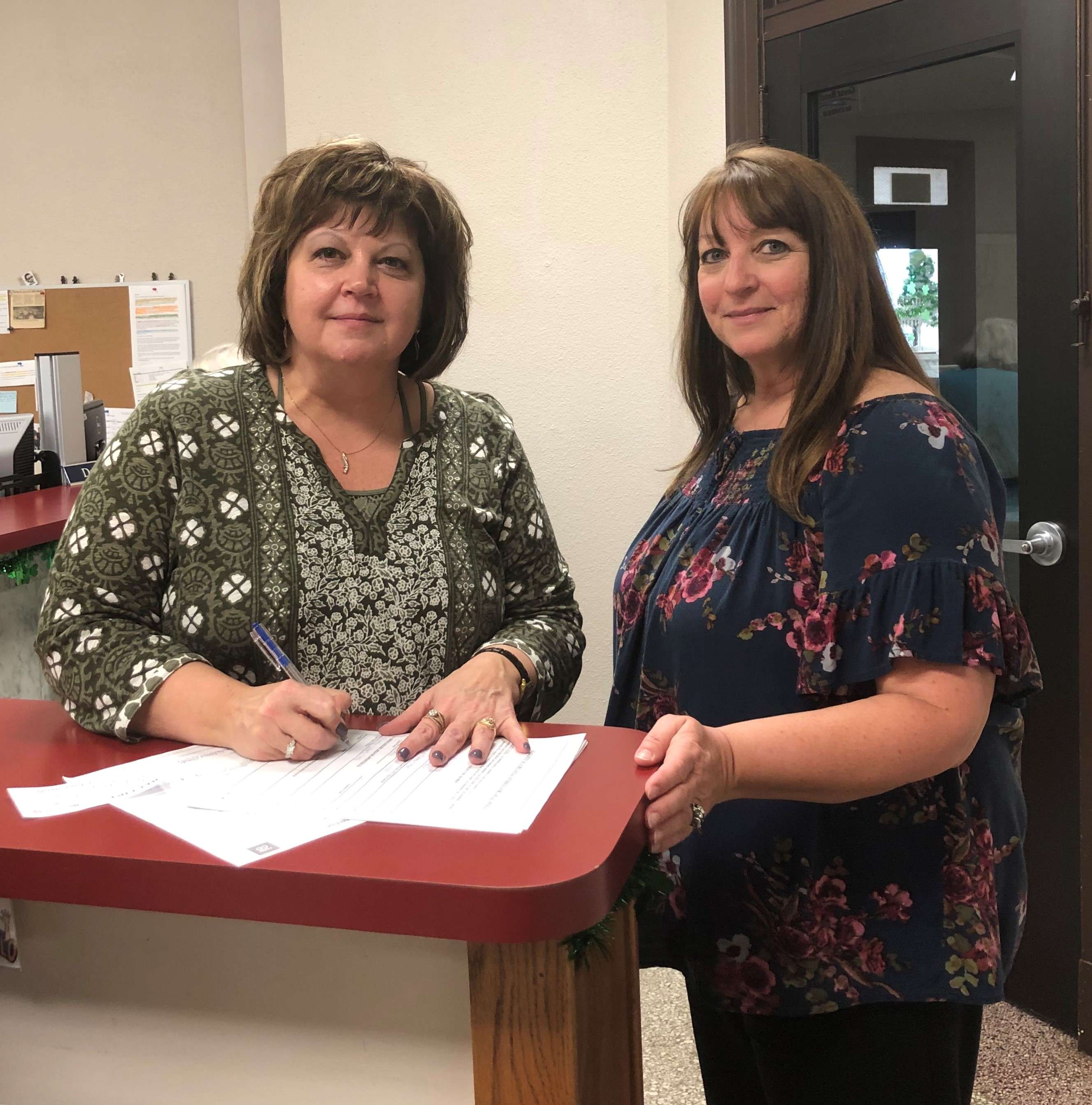 Donna Zimmerman (left) files for re-election as Barton County Clerk.