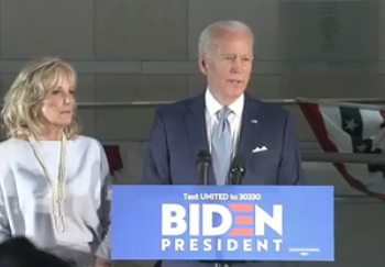 Joe Biden thanked supporters late Tuesday -photo courtesy Biden for President