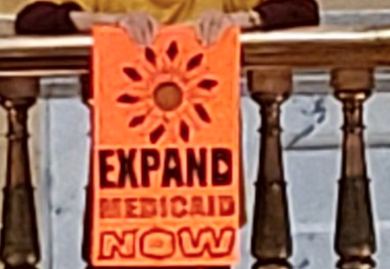 Protesters at the Kansas Statehouse Tuesday photo courtesy Rep. Brett Parker