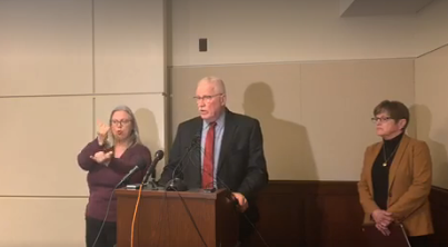 Dr. Lee Norman and Governor Kelly during Monday's press conference