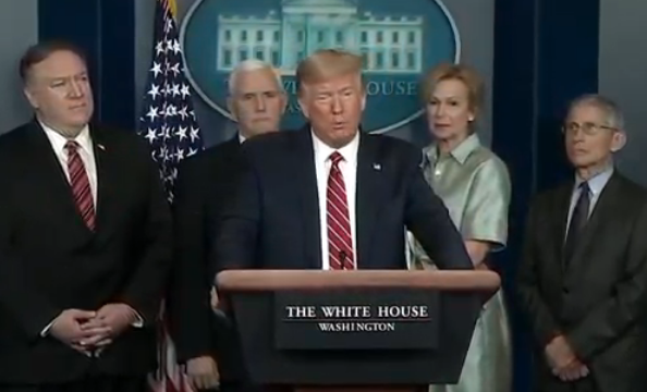 President Trump and members of the coronavirus task force Friday afternoon-Image courtesy White House&nbsp;