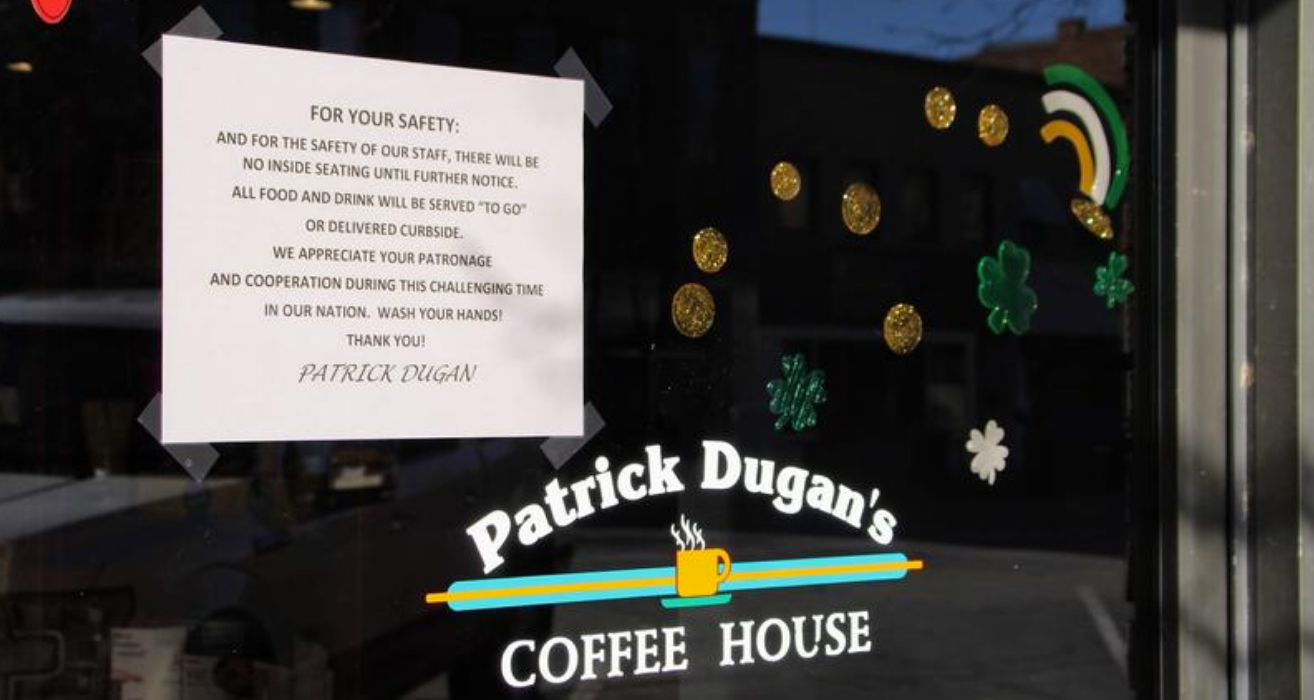 Patrick Dugan's Coffee House in Garden City is no longer allowing public seating and instead is offering curbside services as businesses grapple to prevent the spread of COVID-19. Corinne Boyer / Kansas News Service