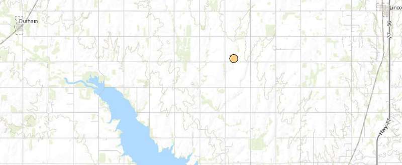 <b>The location of the Marion County quake.</b>