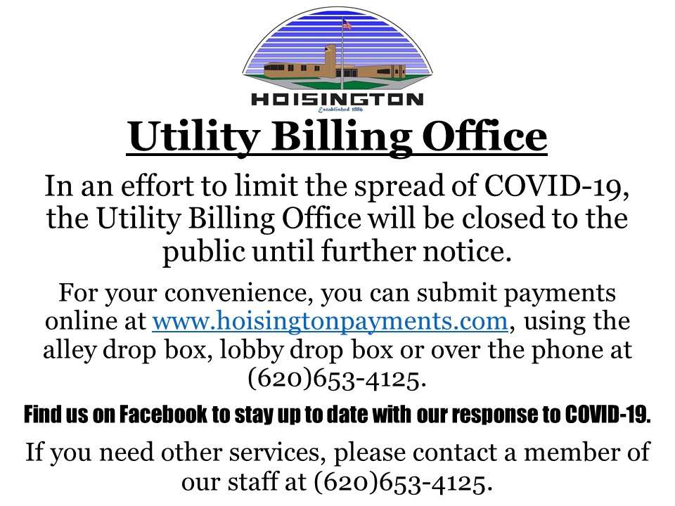 Hoisington closes utility billing office; other payment options available
