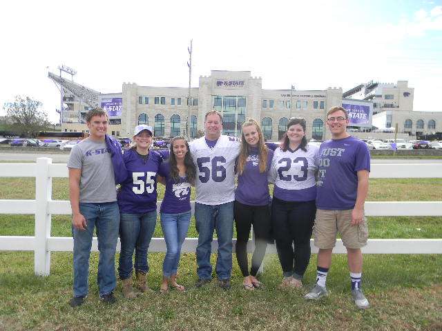 Vajnar with FFA officers at a team building event at a K-State game.