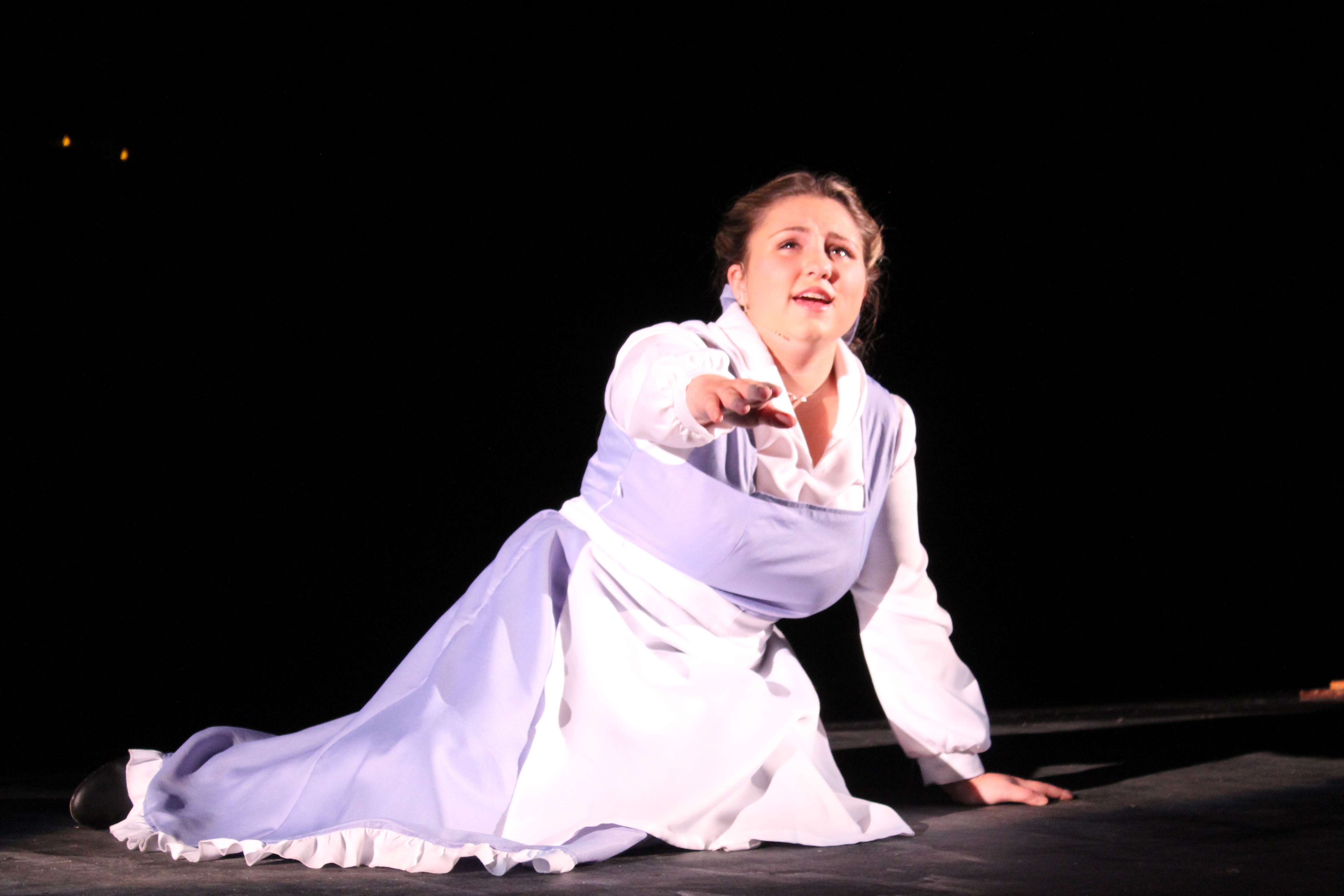 Madelyn Seiler of Thomas More Prep-Marian was nominated for a Jester Award for leading actress for her portrayal of Belle in "Disney's Beauty and the Beast."&nbsp; Photo by Cristina Janney/Hays Post