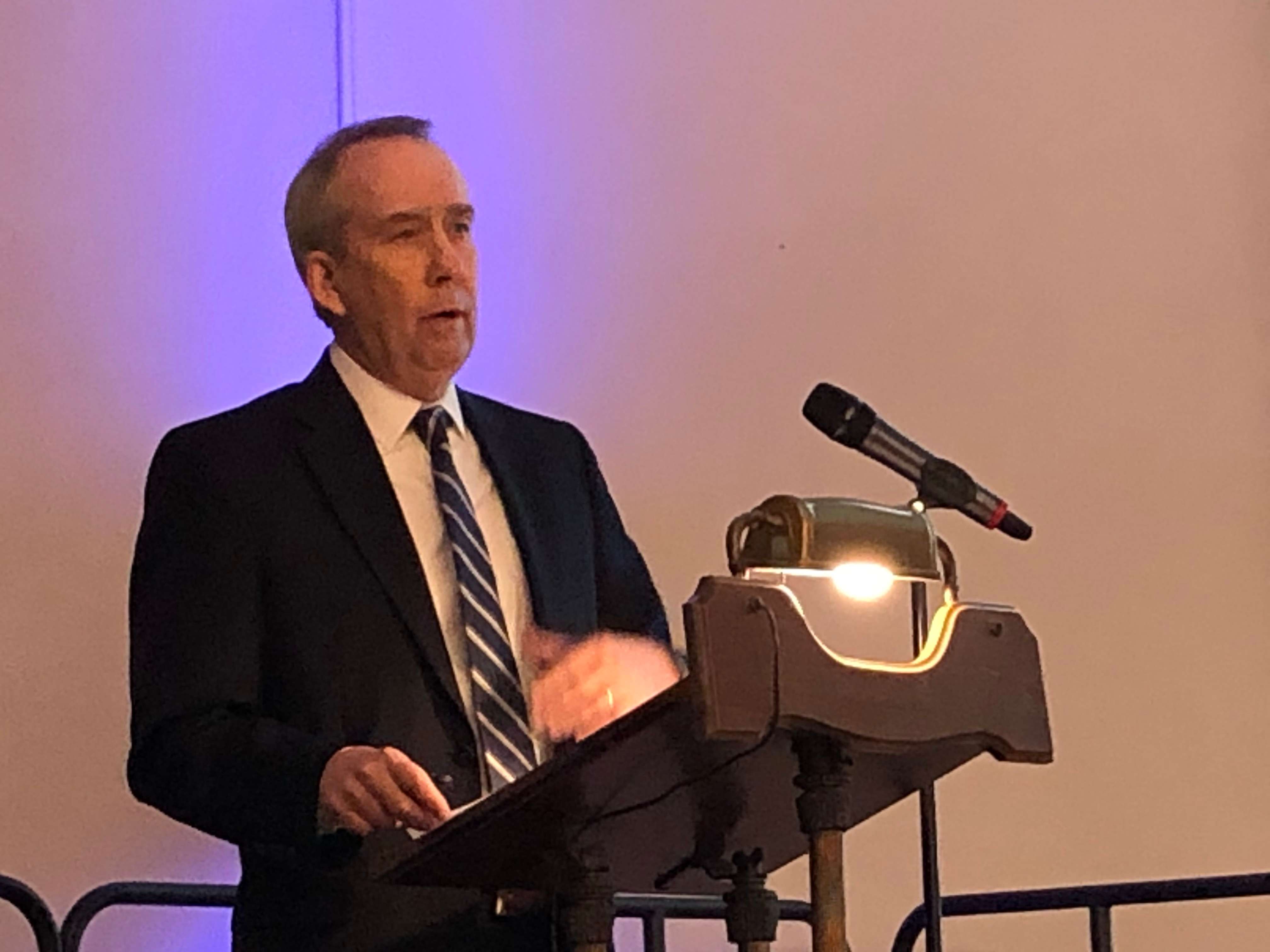 City Manager John Deardoff addresses the crowd at the annual State of the City Address in January regarding the 2021 budget. The budget is going to be difficult for the City Council in 2021 because of the economic slowdown connected to COVID-19.