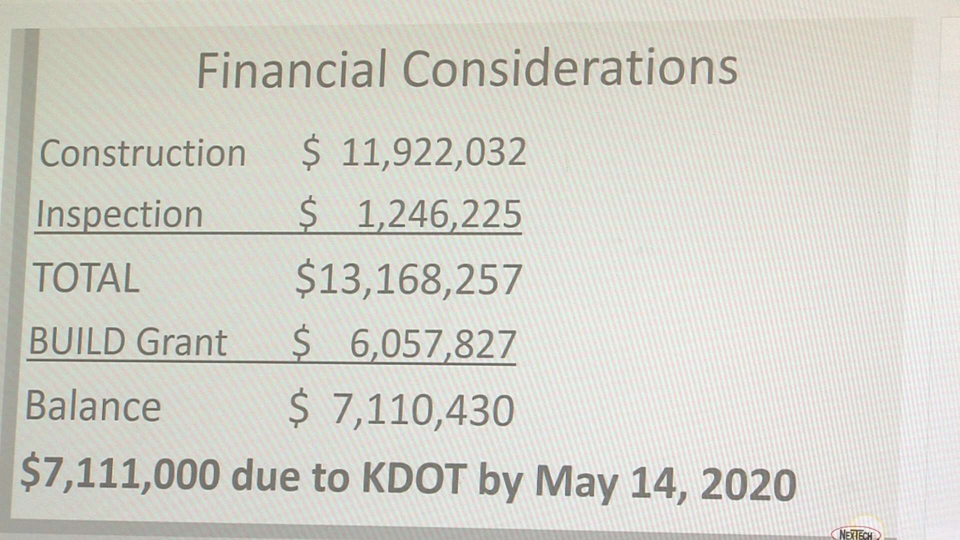 The city's share of of the north Vine Street project is now $7.1 million.