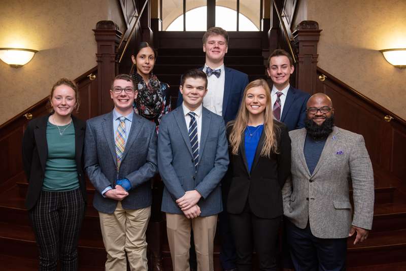 <i><b>Front row from left: Peyton Froome, Ethan Brown, William Bannister, Colleen Fulton, Interim Director Bryon Williams. </b></i><i><b>Back row from left: Jade Valdez-Gomez, Bryce Smith, Nicholas Saia. </b>Photo courtesy USD 305</i>