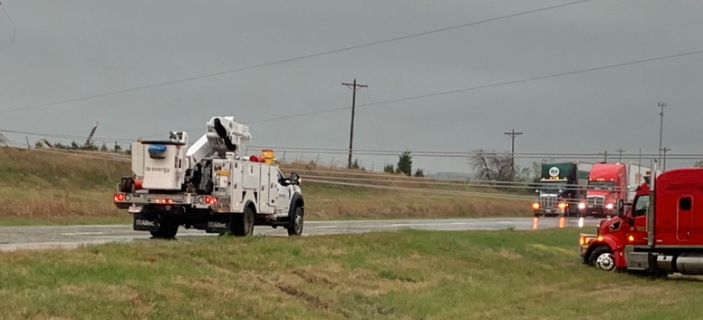 Photo of the downed power lines on I-70 photo KHP