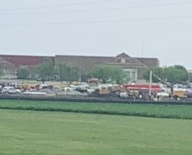 First responders on the scene of the accident. -Photo by Phil Anderson courtesy WIBW TV