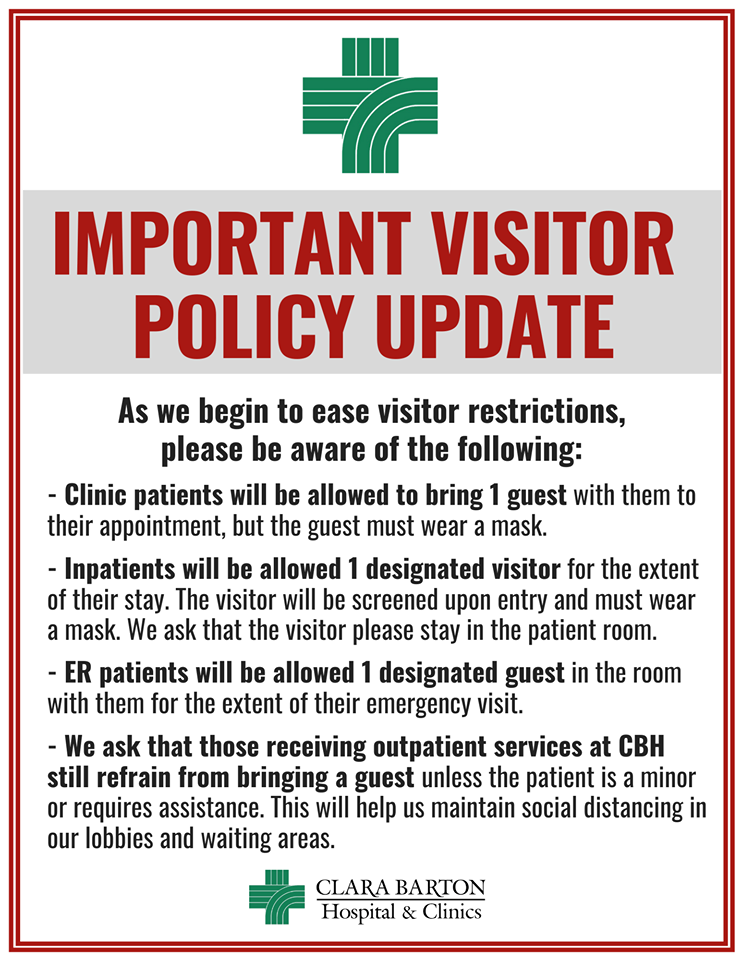 Clara Barton Hospital visitor policy update