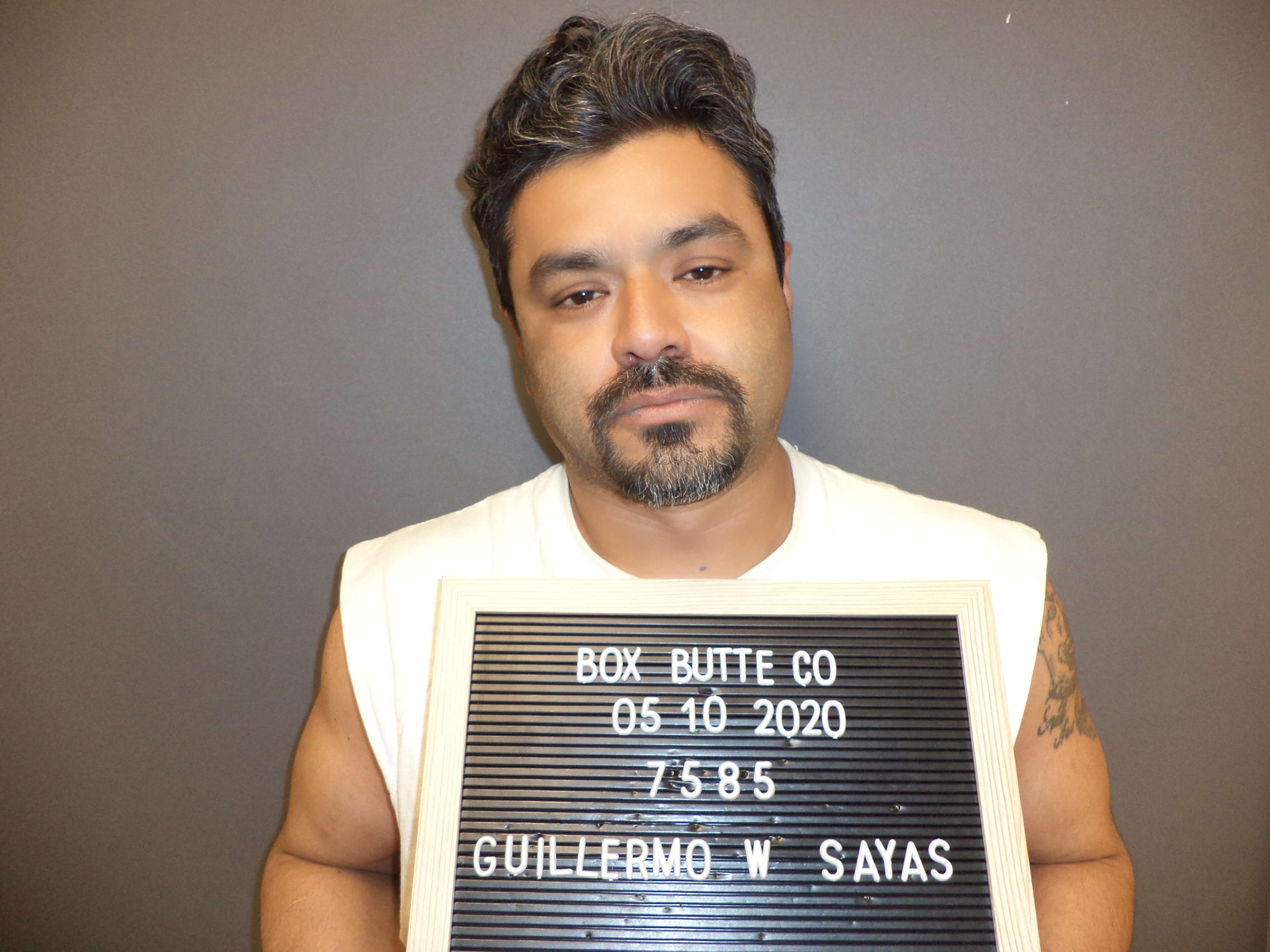 -Guillermo Sayas, Class 4 Felony, Possess controlled substance, Intentionally violate narcotic drug law, Class 1 Misdemeanor, Commit child abuse negligently/no injury, Infraction, Possess marijuana 1 oz or less, Possess or use drug paraphernalia 