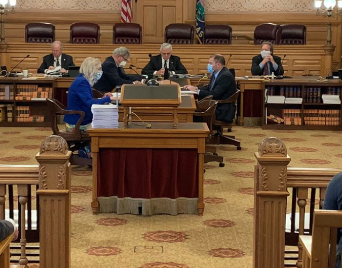 Kansas Senate Commerce Committee working last week. Some wore masks and others did not-photo courtesy Senator Susan Wagle