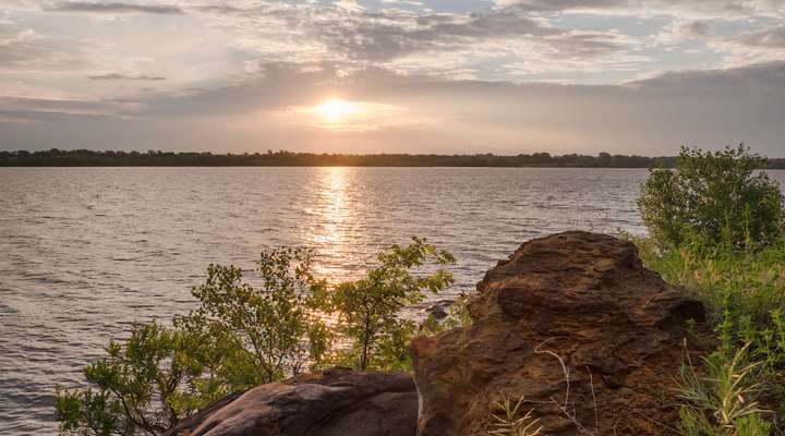 <b>A view of the lake from Kanopolis State Park.</b> Photo courtesy <a href="http://TravelKS.com">TravelKS.com</a>