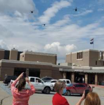  Photos of Blackhawks over Geary Community Hospital courtesy of Craig Bender, Military Affairs Council 