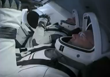 Doug Hurley and Bob Behnken in the Dragon capsule Wednesday afternoon -image courtesy CSPAN via NASA TV