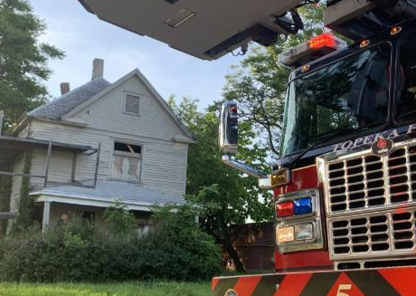 Crews on the scene of Monday's house fire in Topeka. Photo courtesy WIBW TV