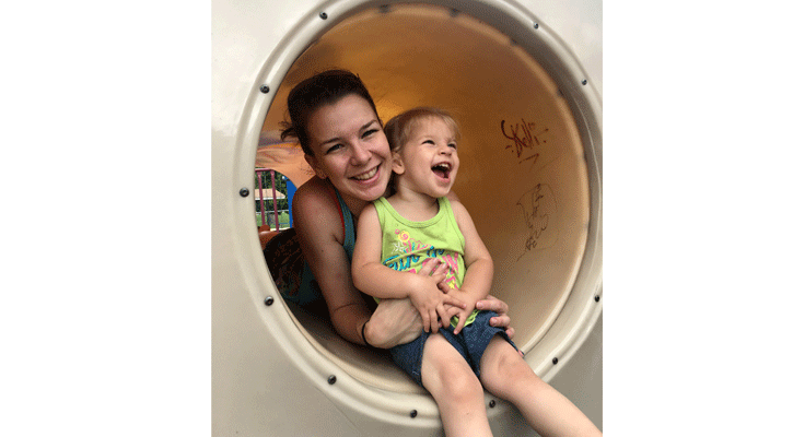 <i>Sarah Miller and her 2-year-old daughter Ahava play at Cody Park in North Platte. Miller is a NPCC alum and the&nbsp;</i><i>creative services manager for the Gothenburg Leader.</i>