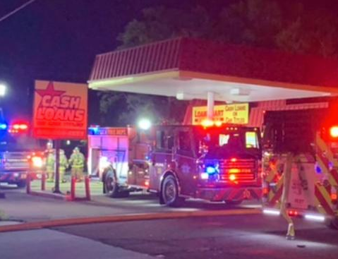 Crews at the scene of the business fire&nbsp; &nbsp;Photo courtesy WIBW TV