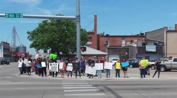 Protesters peacefully protest in North Platte on&nbsp; May 31, 2020