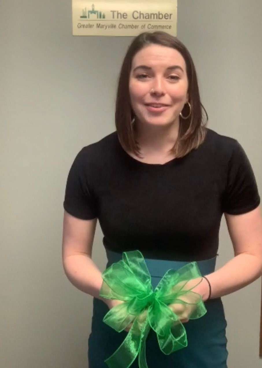 Greater Maryville Chamber of Commerce Executive Director Lily White launching their 'ribbon tying' program on Facebook.