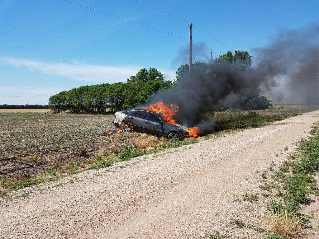 <b>The Lexus driver escaped the vehicle before it became engulfed.</b> Photo courtesy Saline County Sheriff's Office