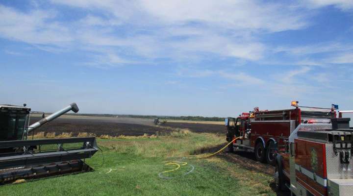 <b>Rural Fire District No. 2 and Saline County Sheriff's deputies responded to a fire in two wheat fields in south-central Saline County Thursday afternoon. </b>Photo courtesy Saline County Sheriff's Office