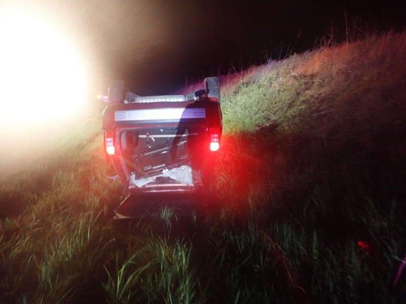 <b>The Jeep came to rest on its top.</b> Photo courtesy Saline County Sheriff's Office