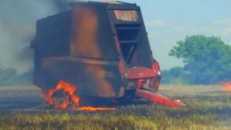 <b>The baler was destroyed.</b> Photo courtesy the Saline County Sheriff's Office