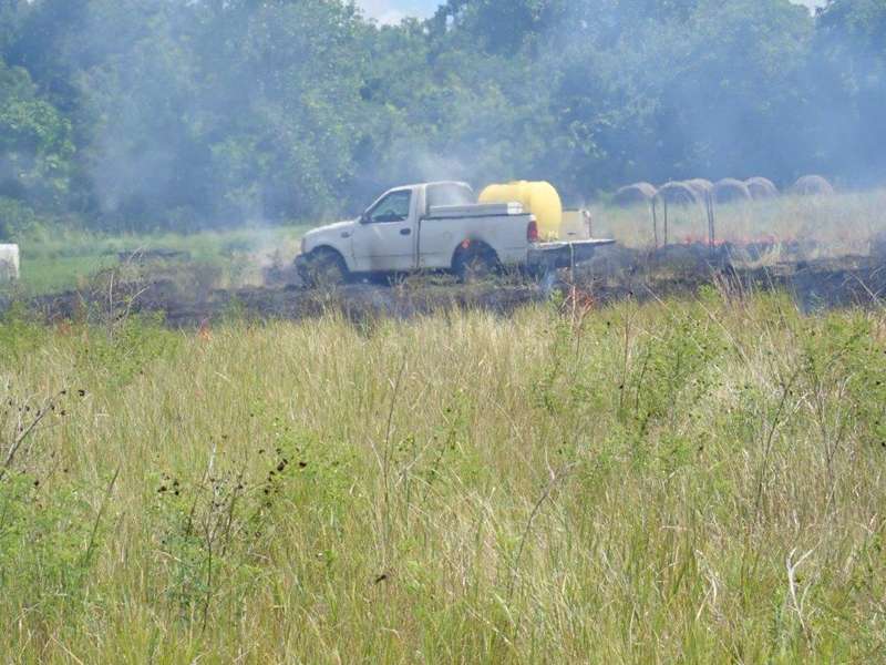 <b>The Land Institute pickup and grass burn Tuesday afternoon.</b> Photo courtesy Saline County Sheriff's Office