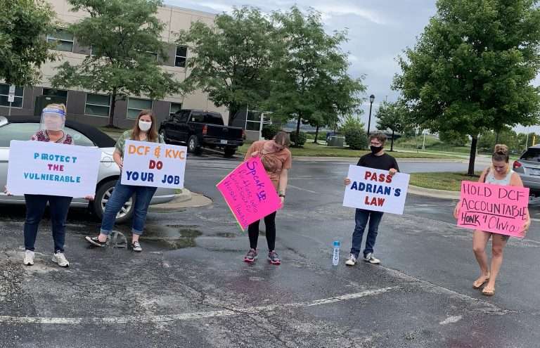 When NaCole Agard (far right) heard of Olivia’s case she thought of her own child and had to act. “The system isn’t going to change, so we need to make sure it changes,” she said. (Noah Taborda/Kansas Reflector)