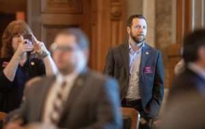 <b>Moderate Rep. Tom Cox of Shawnee fell far short Tuesday in a challenge of conservative Sen. Mike Thompson, the Shawnee former TV weather forecaster. Thompson gathered 73% of the vote in the primary race.</b> Photo by Nick Krug courtesy Kansas Reflector