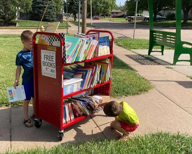 <b>Youngsters pick out free books during the Salina Area United Way's RAWR Week of Action in the summer of 2020. </b>Photo courtesy Salina Area United Way