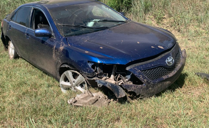 The vehicle involved in the Tuesday pursuit and crash photo courtesy WIBW TV