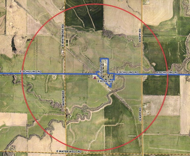 <b>Kipp siren coverage area.</b> Map courtesy Saline County Emergency Management