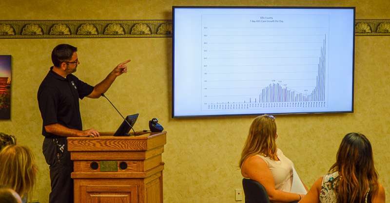 Jason Kennedy, Ellis Co. Health Services director, speaks to Hays city commissioners Thursday.&nbsp;(Photo by James Bell/Hays Post)