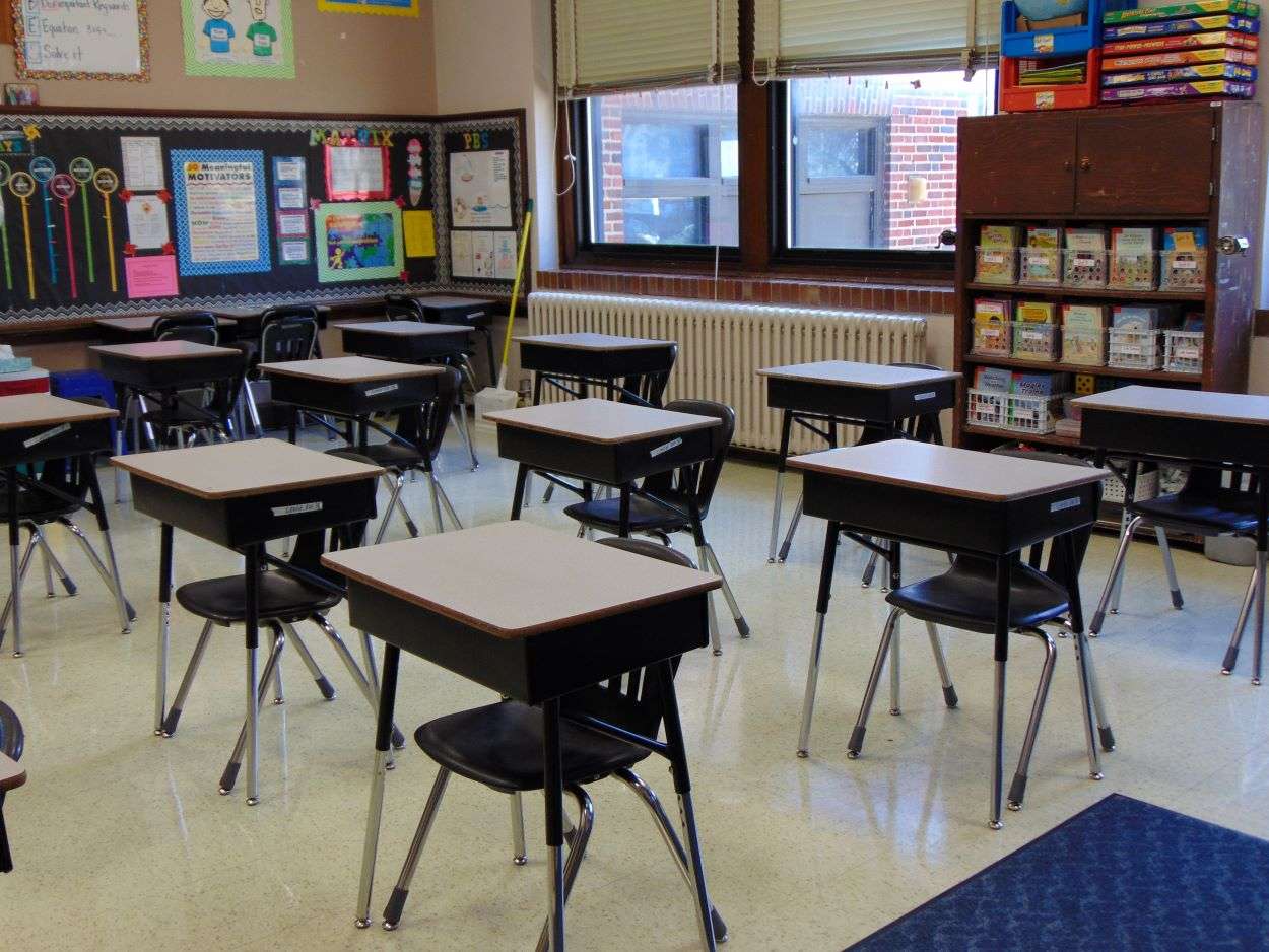 There is a bit more space than usual between elementary school desks in the St. Joseph School District./Photo by Brent Martin