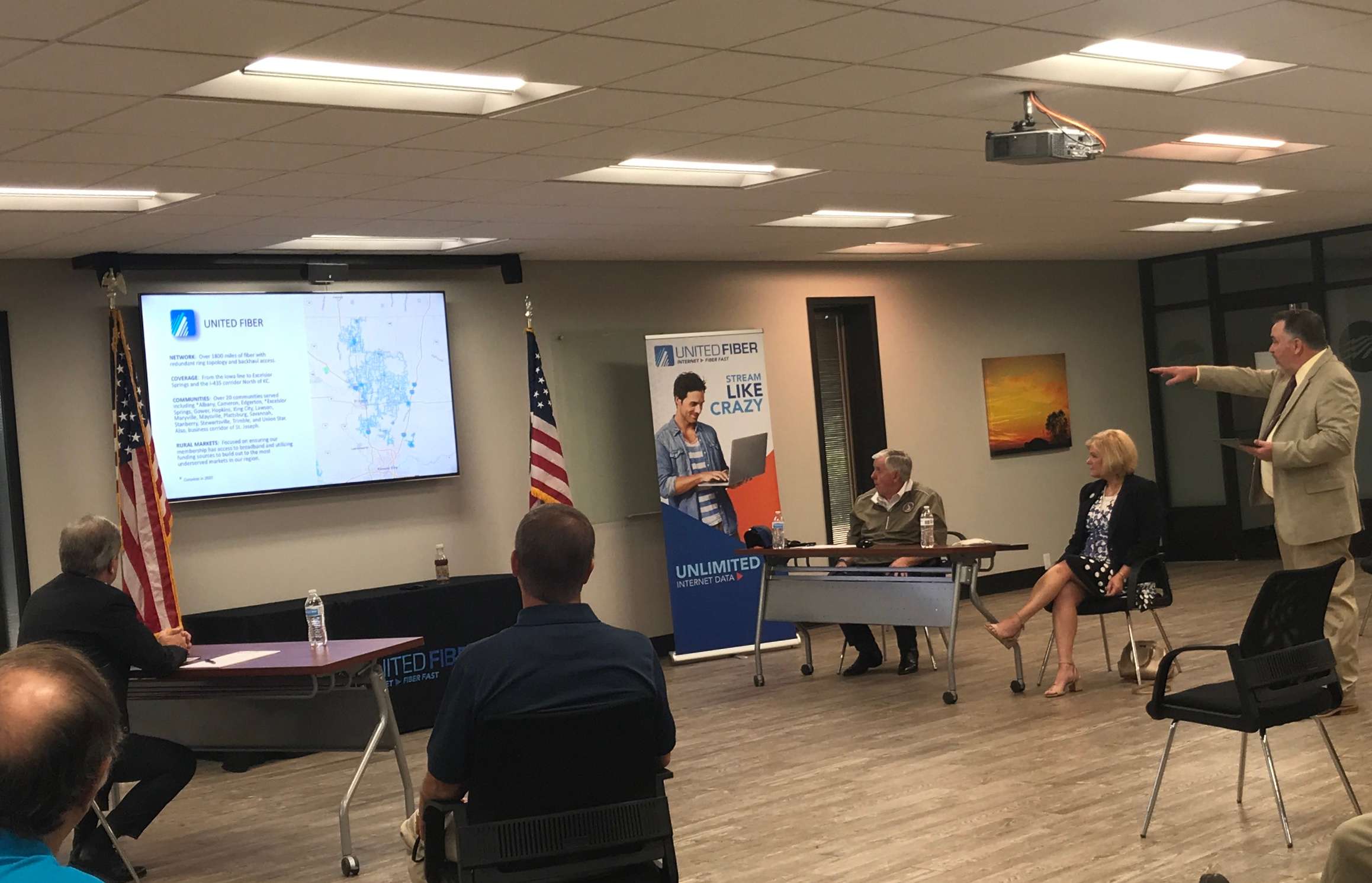 Missouri Governor Mike Parson, along with Senator Roy Blunt, met with United Fiber and United Electric Cooperative officials in Savannah Wednesday morning to get an update on broadband expansion in the area. Photo by Sarah Thomack.