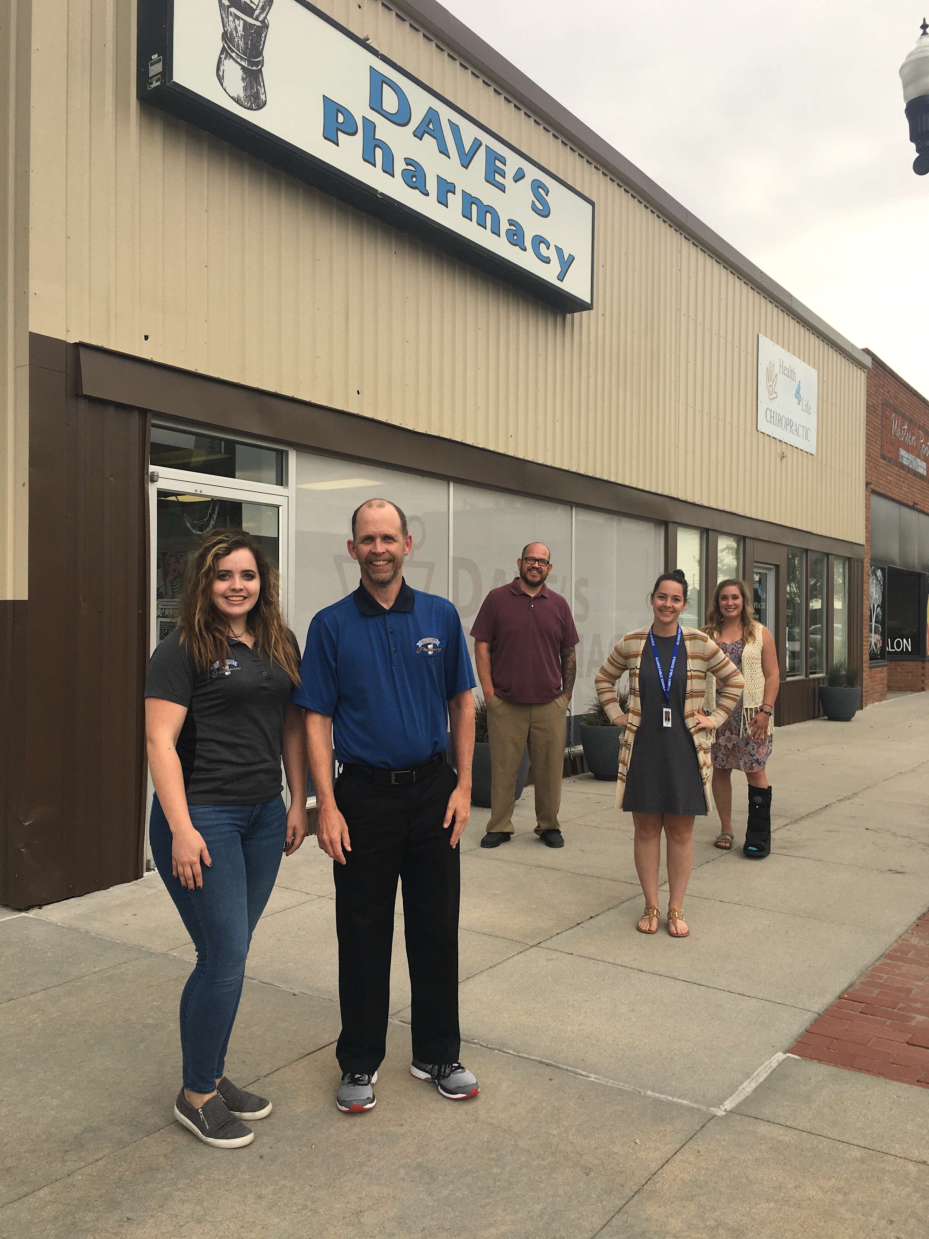 Mikayla Randolph (employee and daughter of Dave), Dave Randolph (owner), Michael Garcia (Middle School Counselor), Megan Jelinek(Grandview Counselor), Mattie Churchill (Emerson Counselor) - absent are Jenny Willard and Nate Lanik(both are high school counselors).