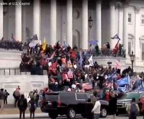 Demonstrators swarmed into the U.S. Capitol forcing Congress to abruptly halt deliberations over Republican challenges to the Electoral College vote photo courtesy WUSA-TV