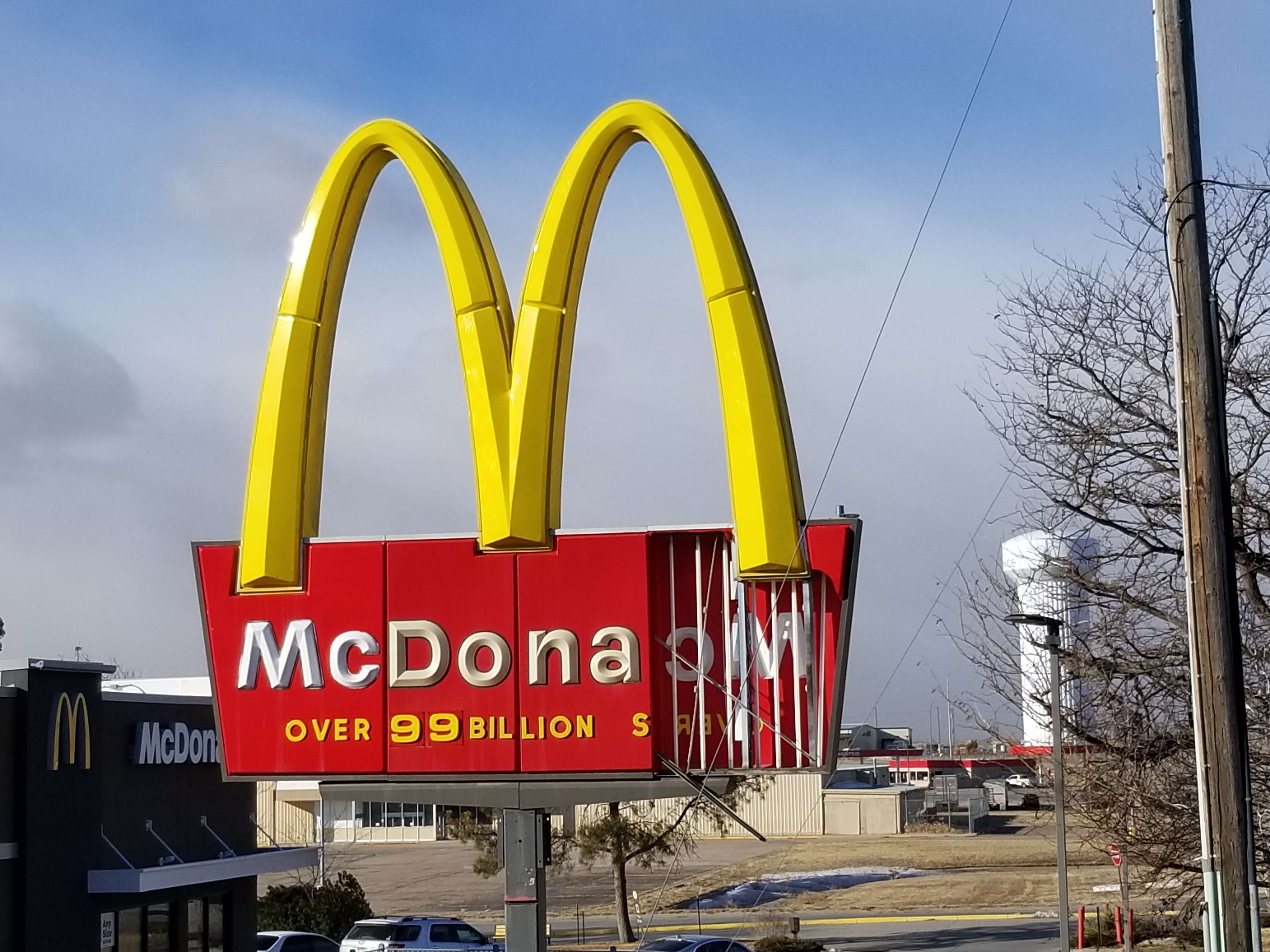McDonalds signed received extensive damage by winds.&nbsp;